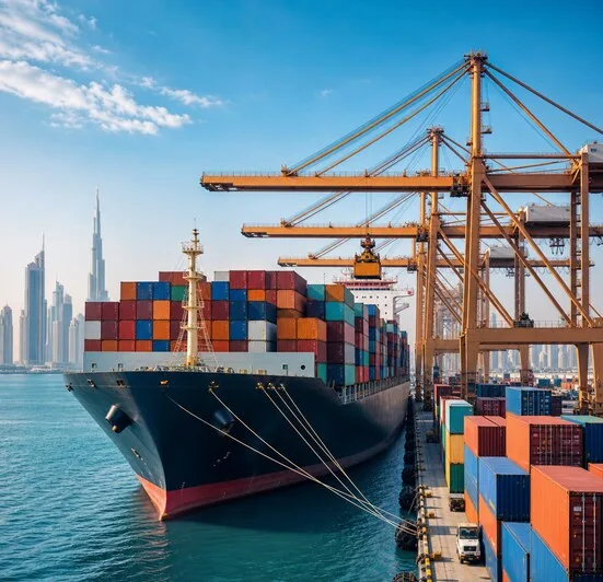 Ocean freight container ship at port