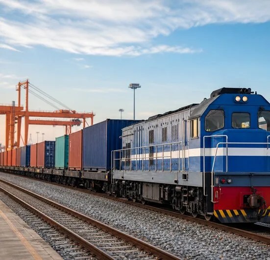 Rail freight container transport