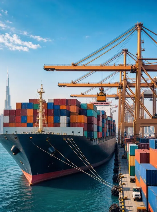 Ocean freight container ship at port