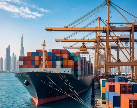 Ocean freight container ship at port