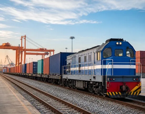 Rail freight container transport