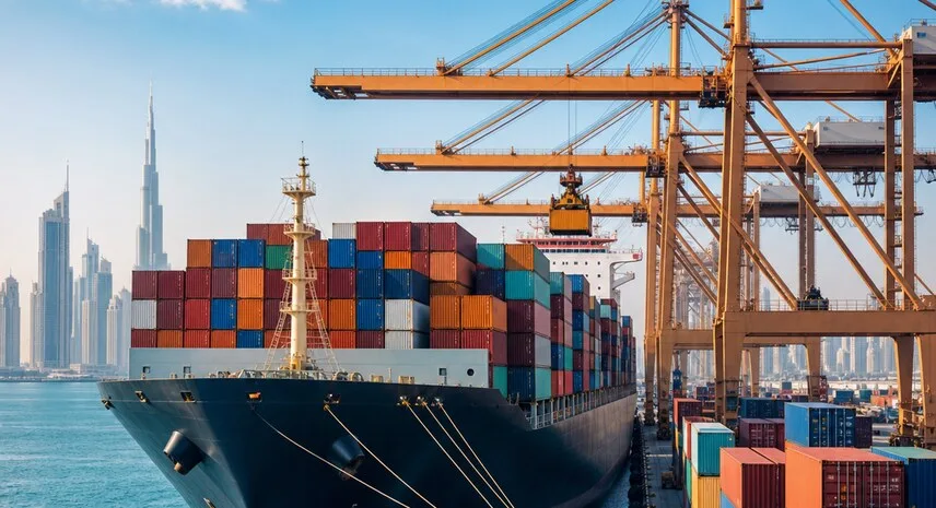 Ocean freight container ship at port