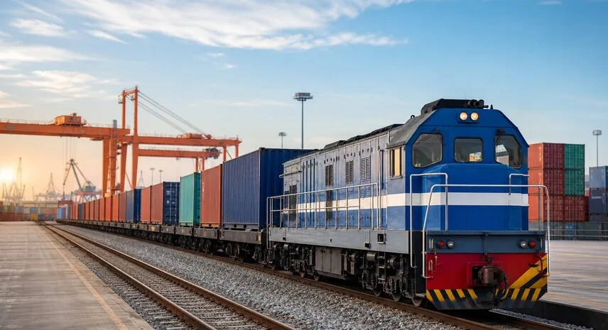 Rail freight container transport